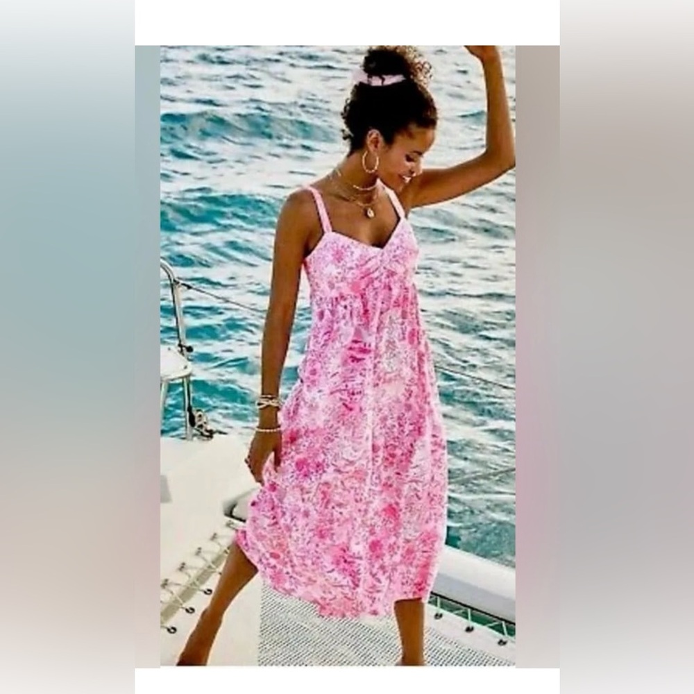 NWT Lilly Pulitzer Shylee Peony Pink Maxi Cotton Dress 8 - Picture 6 of 14